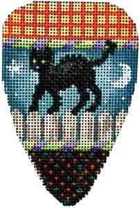 Large Candy Corn   Cat on Fence Painted Canvas Associated Talents  - 1