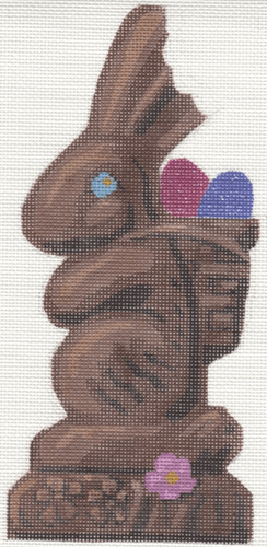 Large Chocolate Bunny with Bite Painted Canvas Labors of Love Needlepoint 