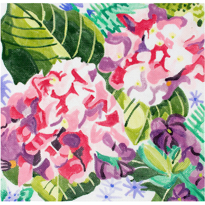 Large Hydrangea and Blossoms Painted Canvas Jean Smith 