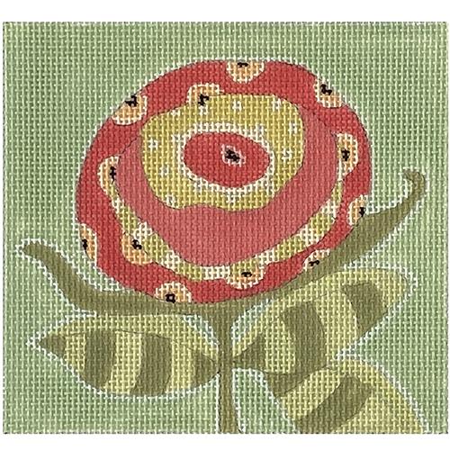 Large Mint Flower Painted Canvas ditto! Needle Point Works 