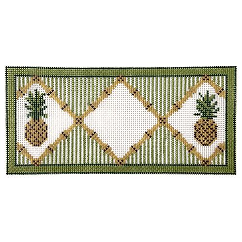 Large Pineapple Insert with Monogram Chart Painted Canvas Tina Griffin Designs 
