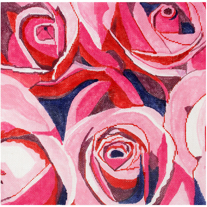 Large Pink Beauty Roses Painted Canvas Jean Smith  - 1