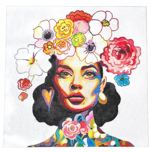 Large Queen with Floral Crown Canvas Painted Canvas Colors of Praise 