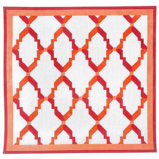 Large Red Trellis Pattern Painted Canvas Susan Battle Needlepoint 
