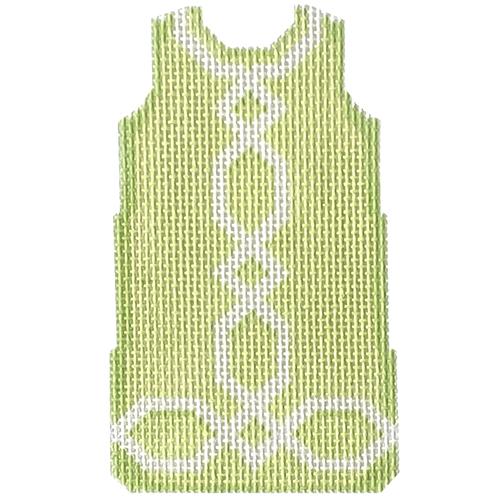 Lattice Trim Mini Shift - Lime Painted Canvas Two Sisters Needlepoint 