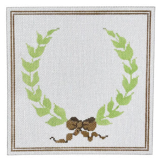 Laurel Wreath Ring Bearer Pillow Painted Canvas Susan Battle Needlepoint 
