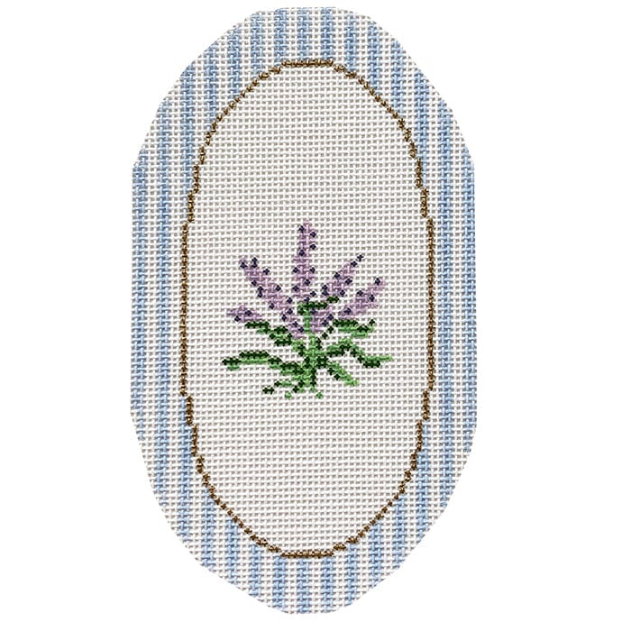 Lavender Oval Ornament Painted Canvas The Plum Stitchery 