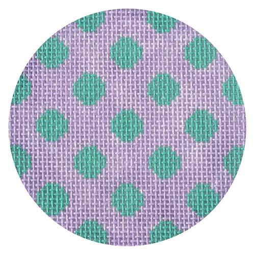 Lavender/Teal Polka Dot Round Painted Canvas Kate Dickerson Needlepoint Collections  - 1