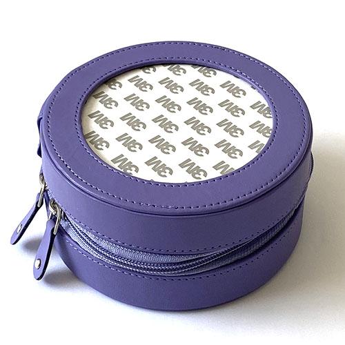 Leather 5" Round Jewelry Case - Lavender Leather Goods Planet Earth Leather 