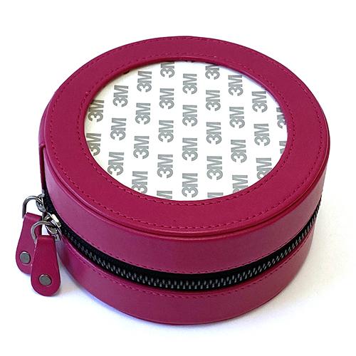 Leather 5" Round Jewelry Case - Medium Pink Leather Goods Planet Earth Leather 