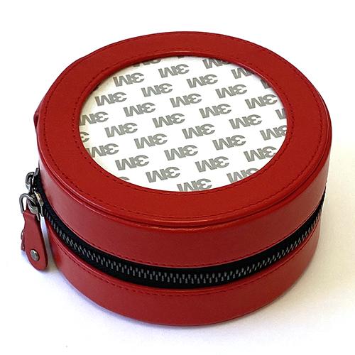 Leather 5" Round Jewelry Case - Red Leather Goods Planet Earth Leather 