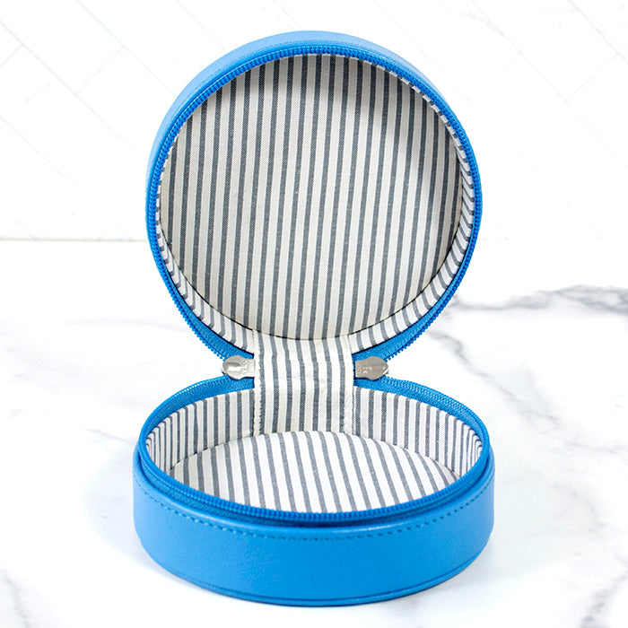 Leather 5" Round Jewelry Case   Swell Blue Accessories Planet Earth Leather  - 2