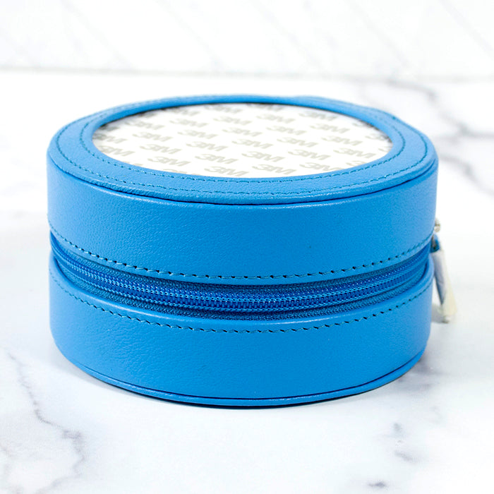Leather 5" Round Jewelry Case - Swell Blue Accessories Planet Earth Leather 