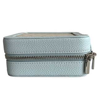 Leather 5" Square Jewelry Box   Ice Blue Leather Goods Rachel Barri Designs 

