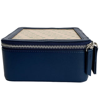 Leather 6" Square Jewelry Box   Navy Leather Goods Rachel Barri Designs 
