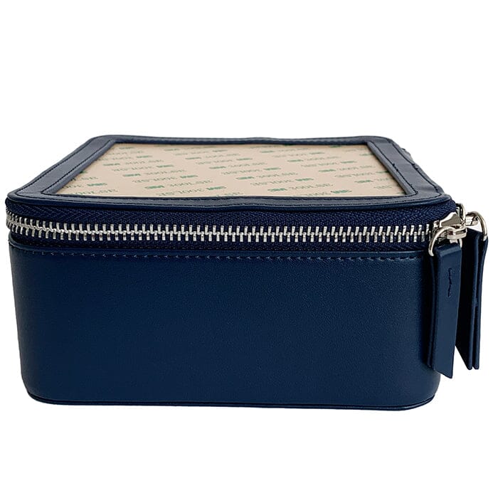 Leather 6" Square Jewelry Box   Navy Leather Goods Rachel Barri Designs 
