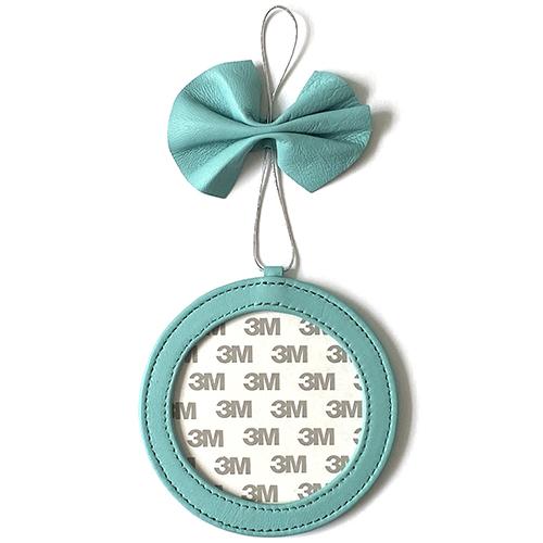 Leather Holiday Ornament 4" Round   Aqua Leather Goods Planet Earth Leather  - 1