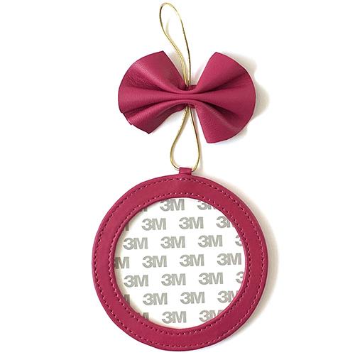 Leather Holiday Ornament 4" Round   Hot Pink Leather Goods Planet Earth Leather 
