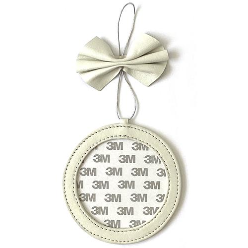 Leather Holiday Ornament 4" Round   Ivory Leather Goods Planet Earth Leather  - 1