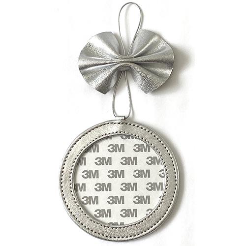 Leather Holiday Ornament 4" Round   Silver Metallic Leather Goods Planet Earth Leather 
