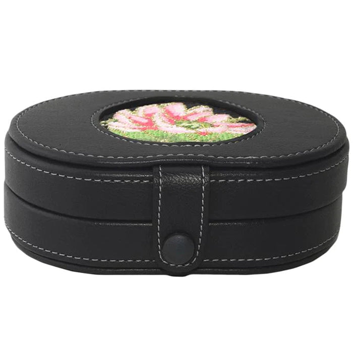 Leather Needle Box with Magnets - Black Leather Goods Lee's Leather Goods 