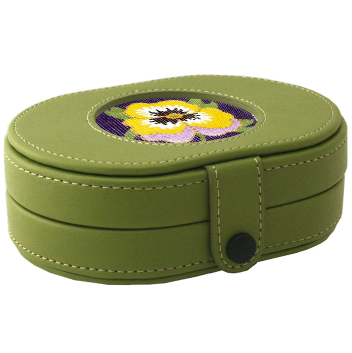 Leather Needle Box with Magnets - Green Leather Goods Lee's Leather Goods 