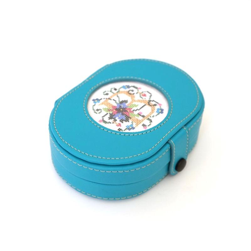 Leather Needle Box with Magnets - Teal Leather Goods Lee's Leather Goods 