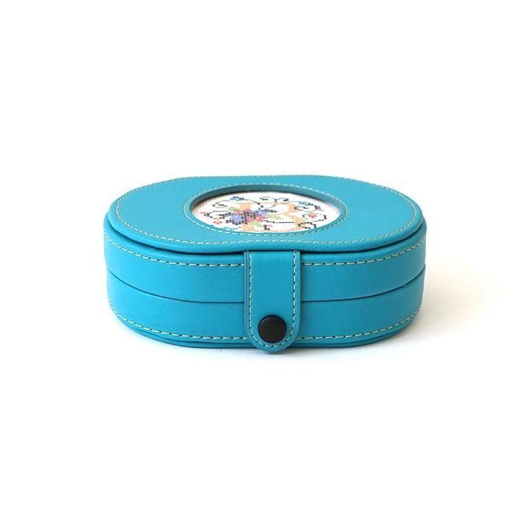 Leather Needle Box with Magnets - Teal Leather Goods Lee's Leather Goods 