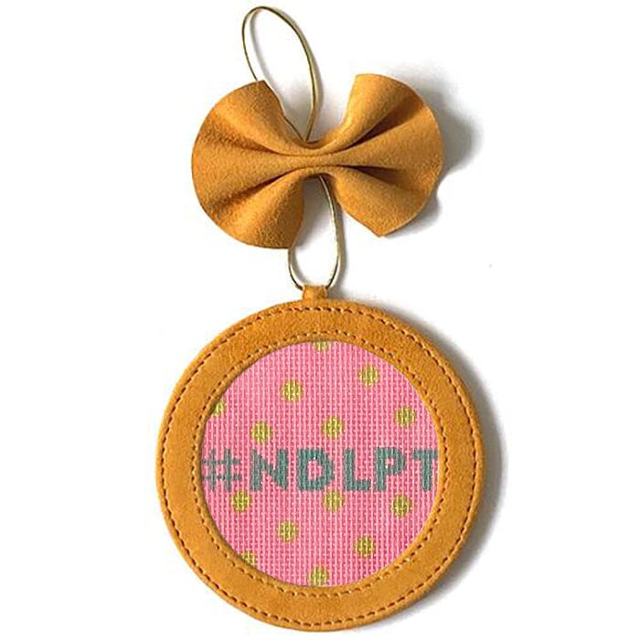Leather Ornament Holder 4" Round   Mustard Leather Goods Planet Earth Leather 

