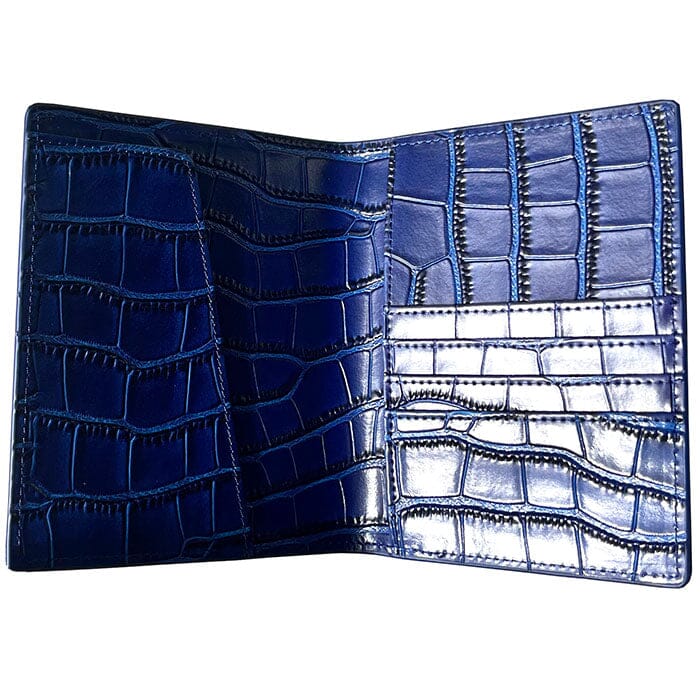 Leather Passport Cover - Blue Croc Leather Goods Rachel Barri Designs 