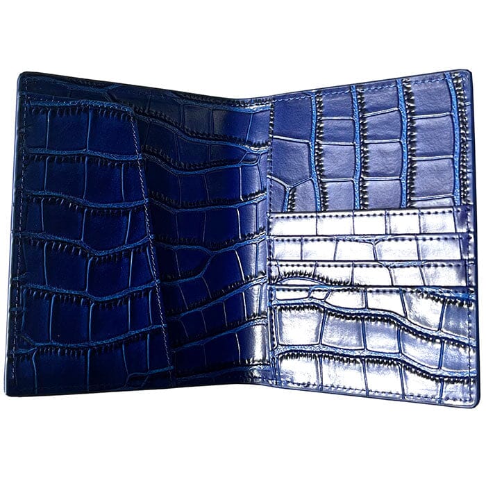 Leather Passport Cover   Blue Croc Leather Goods Rachel Barri Designs 
