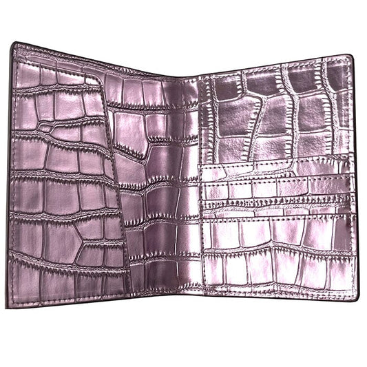 Leather Passport Cover - Mauve Croc Leather Goods Rachel Barri Designs 