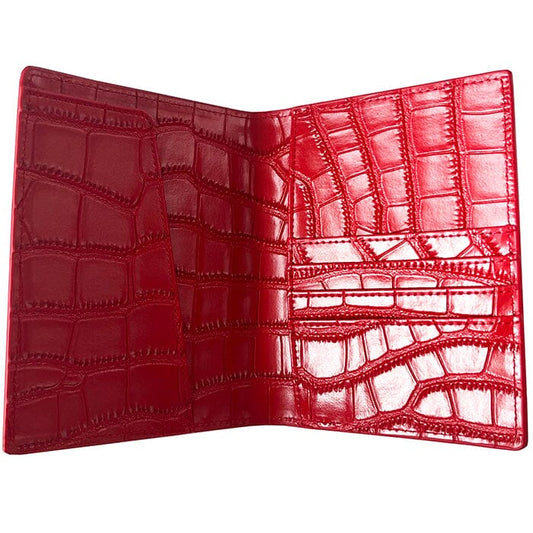 Leather Passport Cover - Red Croc Leather Goods Rachel Barri Designs 