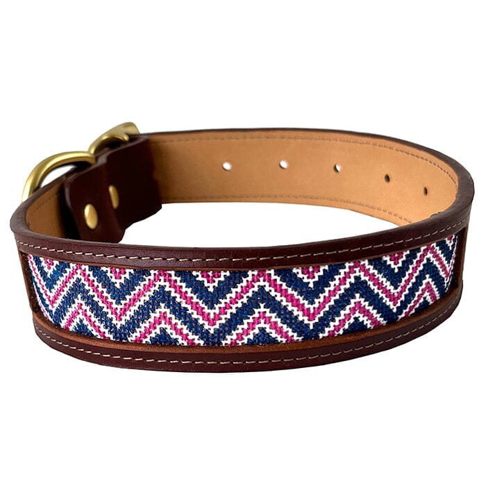 Leather Self Finishing Dog Collar - Zigzag Leather Goods DogGrin Design 