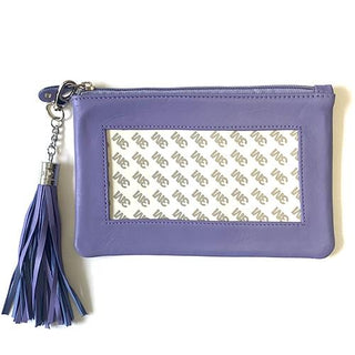 Leather Zip Pouch with Detachable Tassel   Lavender Leather Goods Planet Earth Leather 
