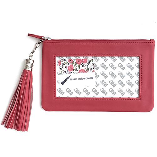 Leather Zip Pouch with Detachable Tassel   Salmon Leather Goods Planet Earth Leather  - 1