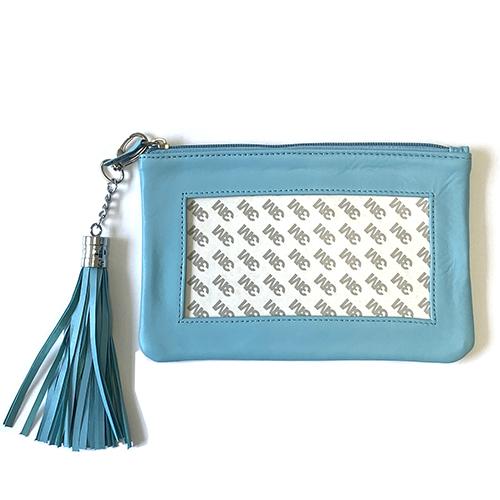 Leather Zip Pouch with Detachable Zipper   Light Aqua Leather Goods Planet Earth Leather  - 2