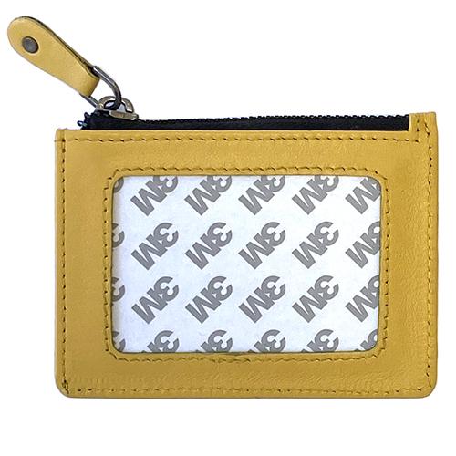 Leather Zipper Coin Wallet   Golden Yellow Leather Goods Planet Earth Leather  - 1