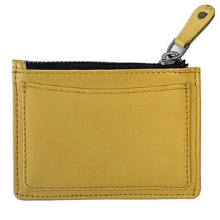 Leather Zipper Coin Wallet   Golden Yellow Leather Goods Planet Earth Leather 
