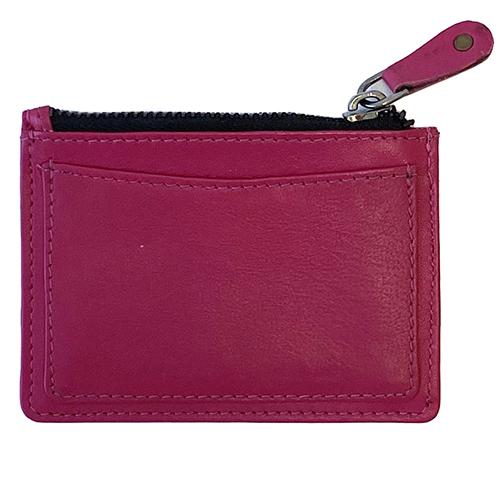 Leather Zipper Coin Wallet - Hot Pink Leather Goods Planet Earth Leather 