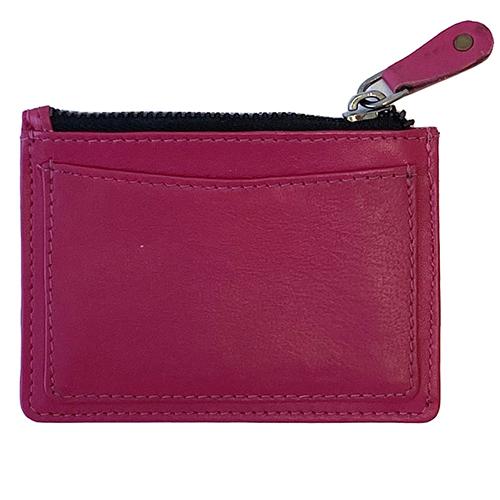 Leather Zipper Coin Wallet   Hot Pink Leather Goods Planet Earth Leather  - 2