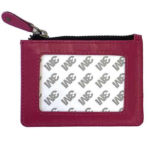 Leather Zipper Coin Wallet   Hot Pink Leather Goods Planet Earth Leather  - 1