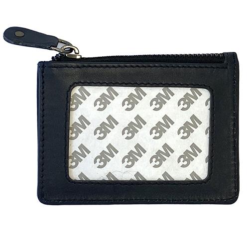 Leather Zipper Coin Wallet   Navy Blue Leather Goods Planet Earth Leather  - 1