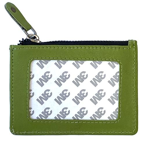 Leather Zipper Coin Wallet   Parrot Green Leather Goods Planet Earth Leather  - 1