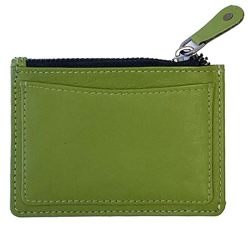 Leather Zipper Coin Wallet - Parrot Green Leather Goods Planet Earth Leather 