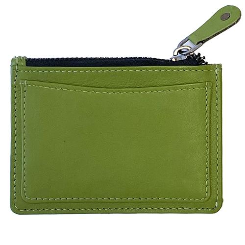 Leather Zipper Coin Wallet   Parrot Green Leather Goods Planet Earth Leather  - 2