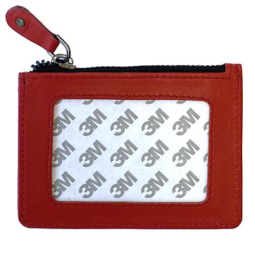 Leather Zipper Coin Wallet   Red Leather Goods Planet Earth Leather  - 1