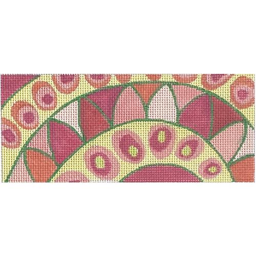 Lee's Jewelry Box/Wallet Insert   Pucci Inspired Waves and Dots   Pinks, Coral, Greens Painted Canvas Kate Dickerson Needlepoint Collections  - 1