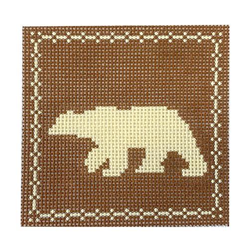 Left Facing Polar Bear Painted Canvas The Plum Stitchery 