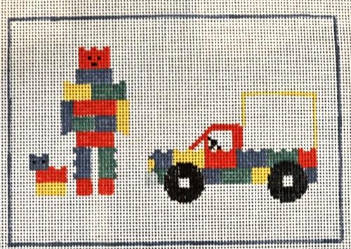 Lego Man Tooth Fairy Pillow Painted Canvas Kathy Schenkel Designs  - 1